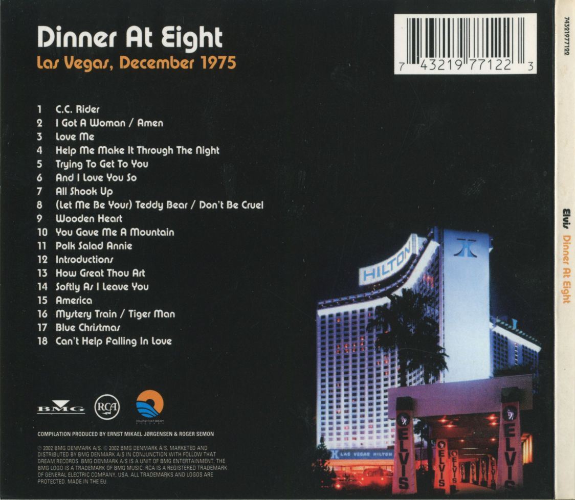 Elvis Presley  Dinner At Eight : Back